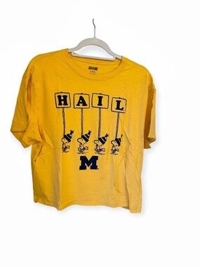 Tailgate Michigan Hail M graphic tee Graphic Tee Yellow Size Large